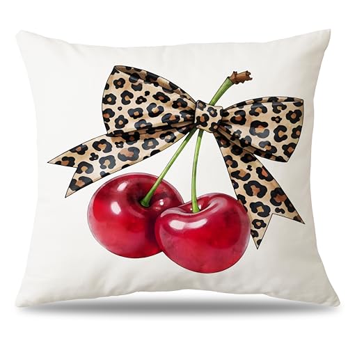 Leopard Cherry Pillow Covers 18x18 - Trendy Decor by AgriFusion Tech