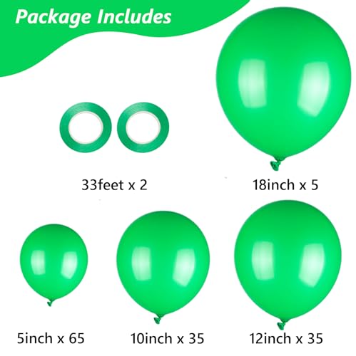 Green Balloons Garland Kit - 140pcs in Various Sizes for Parties