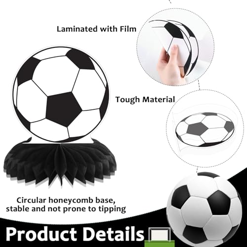 Soccer Honeycomb Centerpieces - 12 Pcs Sports Party Decor