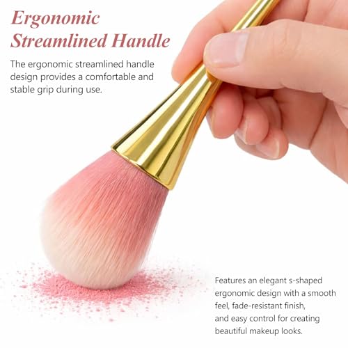 2-Piece Gold and Black Acrylic Nail Dust Brush Soft Powder Brush