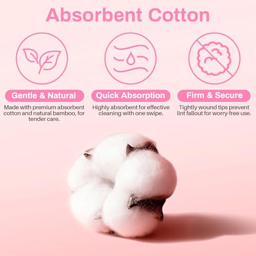 RAQEHO Pointed Cotton Swabs 300PCS - Double-Ended Precision Cotton Buds