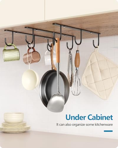 Luckinow Under Cabinet Mug Hooks - 3 Pack Stainless Steel Coffee Cup Holder
