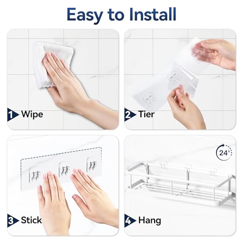 YASONIC 2 Pack Waterproof Adhesive Strips for Shower Caddies & Wall Storage