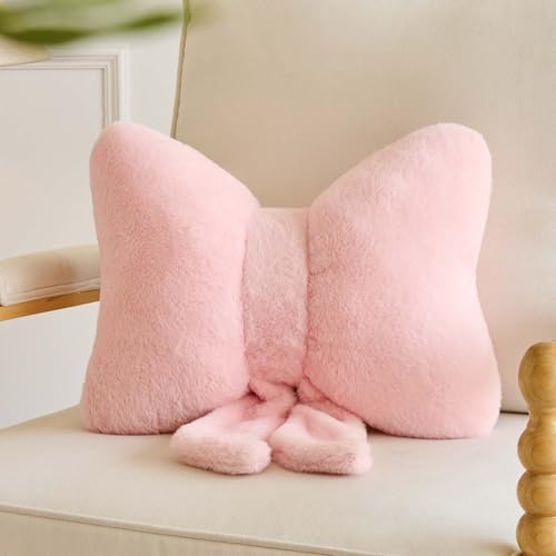 Pink Bowknot Throw Pillow - 12x9 Inch Aesthetic Bow Cushion for Bedroom