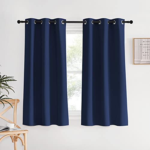 NICETOWN Navy Blackout Curtains - 34"x60" Energy Efficient Grommet Panels