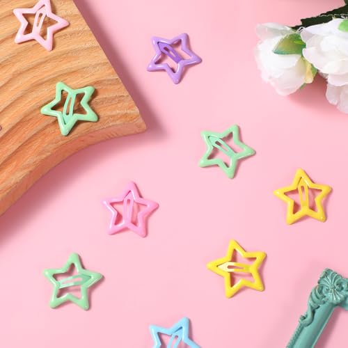 50 Pcs Star Hair Clips Metal Snap Barrettes Non-Slip Hair Accessories