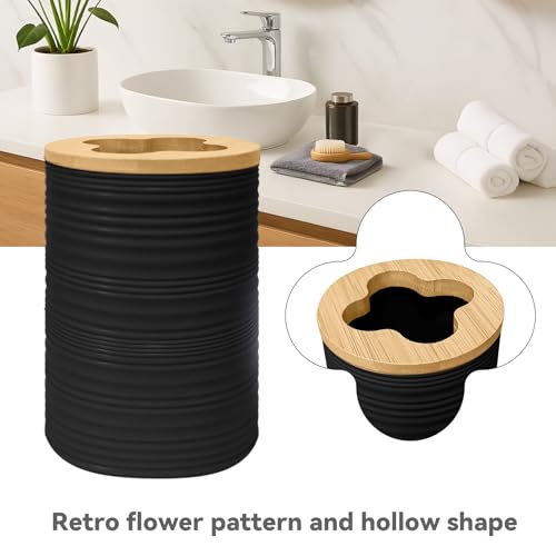 Black Bamboo Bathroom Accessories Set - 4 PCS by Seeatoo