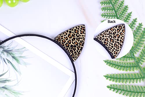 Leopard Cat Ears Headband Handcrafted Cute Hair Accessory for Costumes