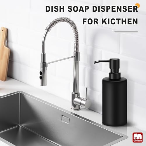 GMISUN Matte Black Soap Dispenser - 12 oz Glass with Steel Pump