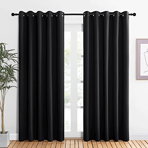 NICETOWN Black Grommet Blackout Curtains 60"W x 84"L (Set of 2)