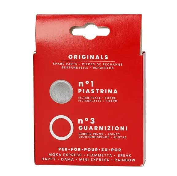Bialetti Moka Express Spare Parts - 6 Cup Gaskets & Filter Plate