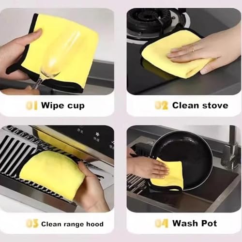 10 Pack Premium Microfiber Car Detailing Towels - Yellow/Grey, 11.8"x15.7"