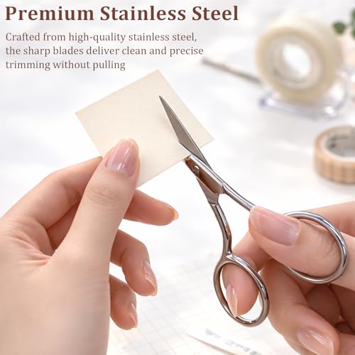 Stainless Steel Eyebrow Trimming Scissors with Case - 4.4" Small Grooming Scissors for Beard and Facial Hair