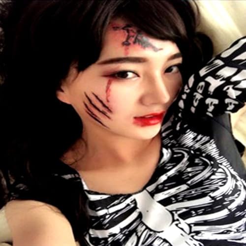 Halloween Temporary Tattoos 30 Sheets Fake Scars Wounds & Blood Makeup Kit