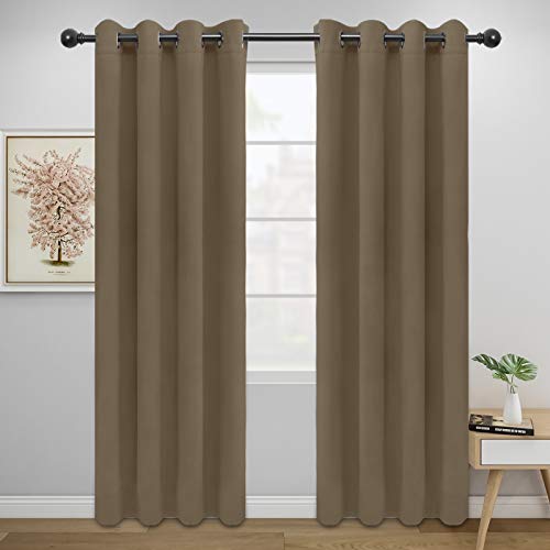 Easy-Going Thermal Blackout Curtains - 52x84 Inch Natural Grommet Panels (2)