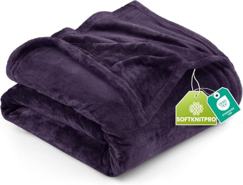 King Size Purple Fleece Blanket - Ultra Soft & Durable (90x102 Inch)