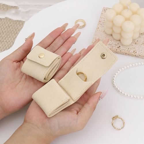 Mini Travel Jewelry Organizer Roll Bag Set - 3-Piece Beige Pouch
