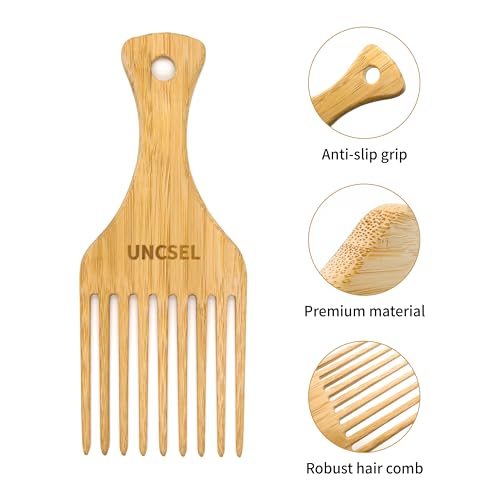 UNCSEL Afro Hair Pick Comb for Curly and Dense Hair Styling