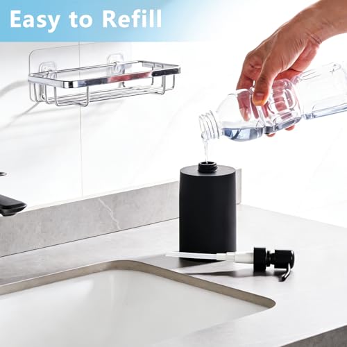 Fonveth Black 13.5oz Soap Dispenser with Stainless Steel Pump - Countertop Bathroom & Kitchen