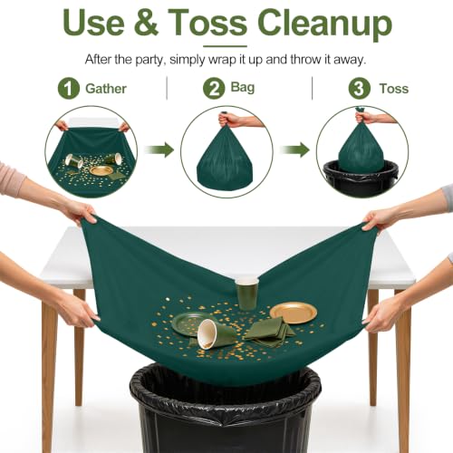 Christmas Green Disposable Plastic Tablecloth Set - 54 x 108 Inches, 3 Pack