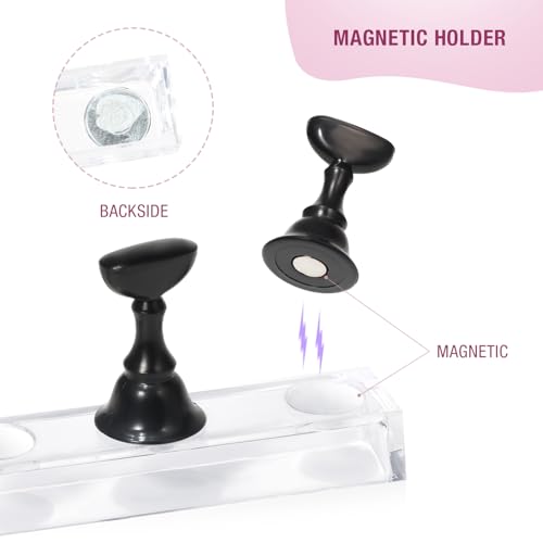 MISSELF Magnetic Nail Art Practice Holder Set with Crystal Base and Putty