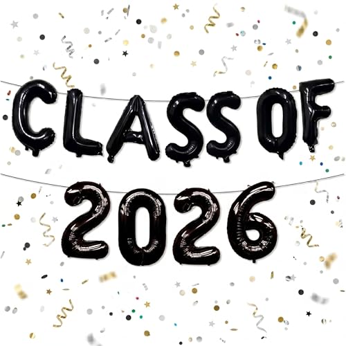Class of 2026 Graduation Balloons Banner - Metallic Foil Letters