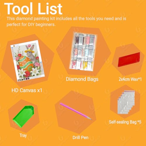 Gamteldot Easter Egg Diamond Painting Kit for Adults - 5D Full Drill Art