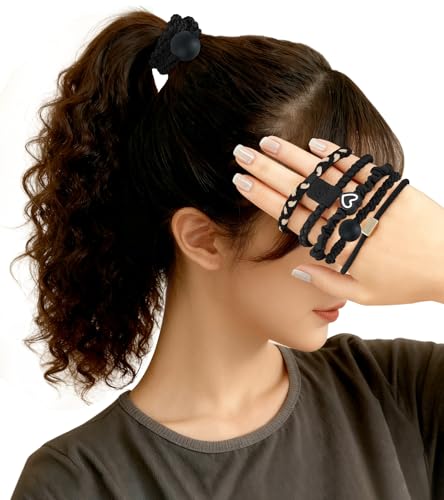 Seamless Nylon Hair Ties 20-Pack Soft Ponytail Holders Black