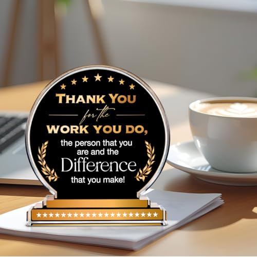 Thank You Gift for Coworkers - Clear Desk Sign (Black) | Office Decor