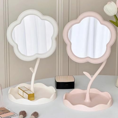 Pink Flower-Shaped Makeup Mirror for Desk Vanity | Elegant Decor