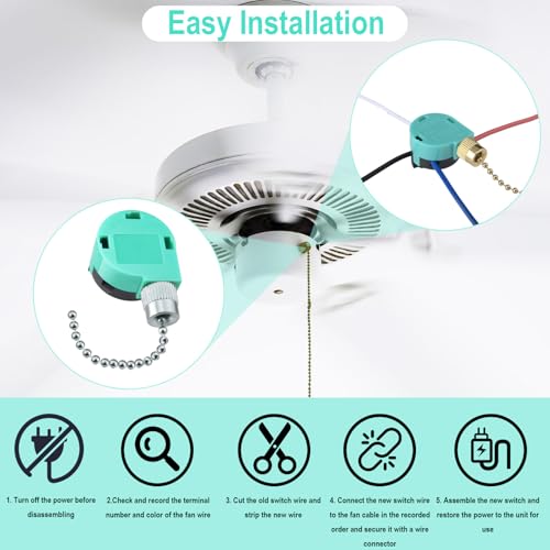 BFXM Gold Ceiling Fan Switch ZE-268S6 - 3 Speed Control, 4 Wire