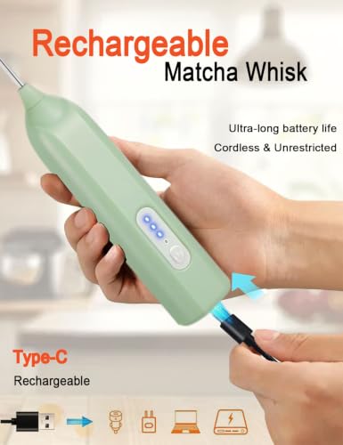 Electric Matcha Whisk & Milk Frother - Rechargeable Handheld Mixer