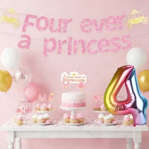 Princess Birthday Decorations Kit for 4-Year-Old Girls - 35 Pcs