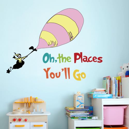Colorful Inspirational Quote Wall Decal for Kids - 'Oh, the Places You'll Go'