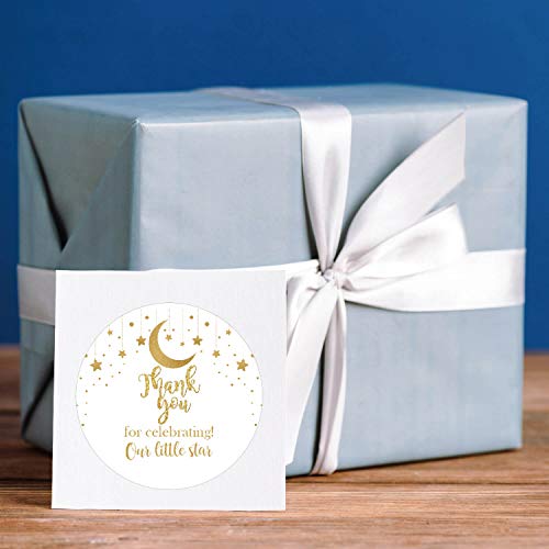 50 Gold Star Thank You Stickers for Baby Shower Favors