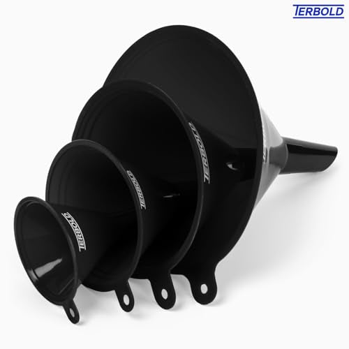 Terbold 4-Piece Black Funnel Nesting Set - Kitchen & Utility Use
