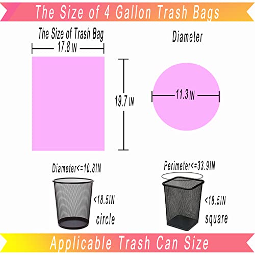 4 Gallon Colorful Small Trash Bags - 150 Count by Leamoo
