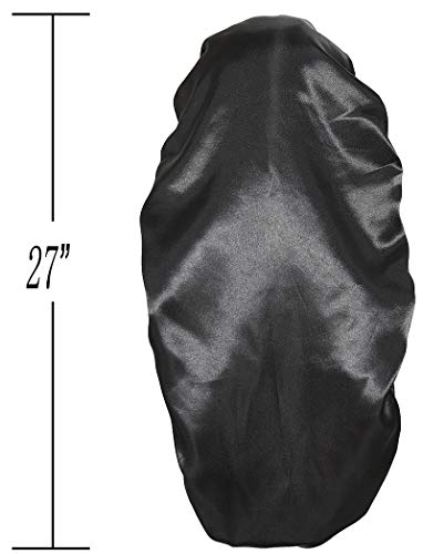 Extra Large Satin Braid Bonnet for Sleeping, 27-Inch Long Hair Wrap Cap