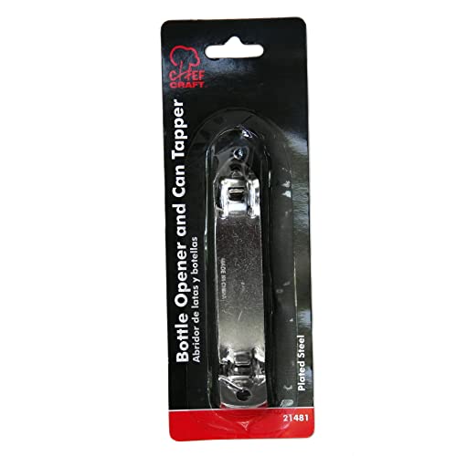Chef Craft Iron Plated Dual-Use Bottle Opener and Can Tapper, 4.25 Inch