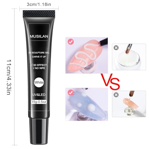 MUSILAN 3D Nail Art Sculpting Gel - Tube Needle Design Non-Sticky Molding Gel