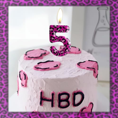 Pink Leopard Number 2 Birthday Candle - Animal Theme Decor