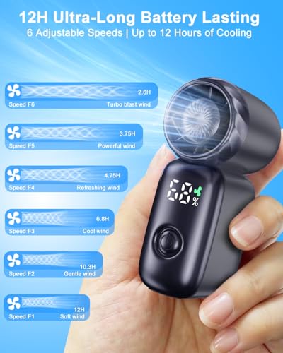 PADONISE Ultra Mini Handheld Fan - 6 Speed Portable USB Rechargeable