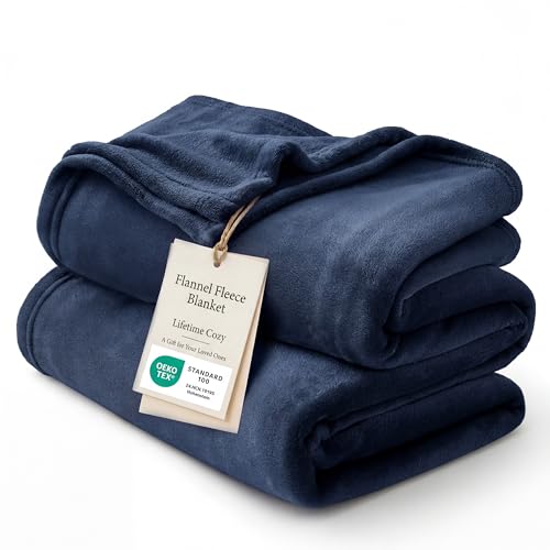 Bedsure GentleSoft Fleece Blanket - Full Size Navy, 84x90 inches