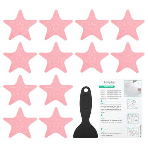 PATIKIL Non-Slip Bathtub Stickers - 12 Pack Pink Safety Decals