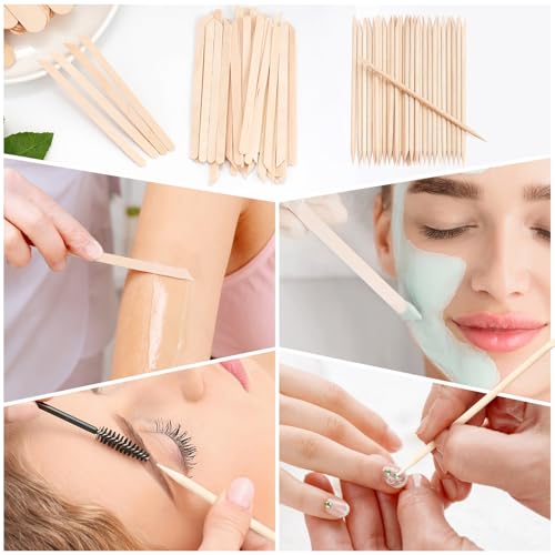 EWVVSS 500 Pcs Wooden Wax Applicator Sticks Assorted Sizes for Hair Removal