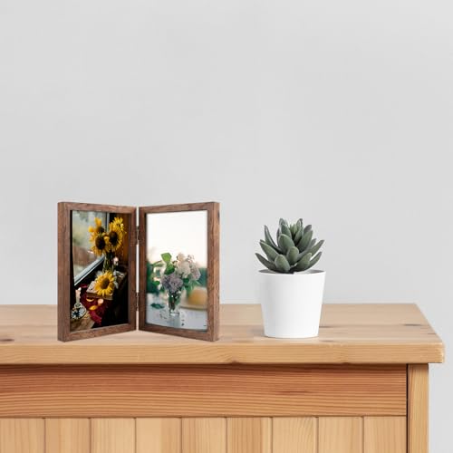 Double 4x6 Picture Frame - Brown MDF Tabletop Display