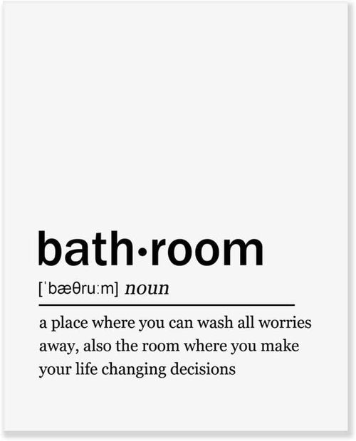 Bathroom Definition Wall Art Print by [Brand Name] | Funny Typography Quote Decor - 8x10 Unframed