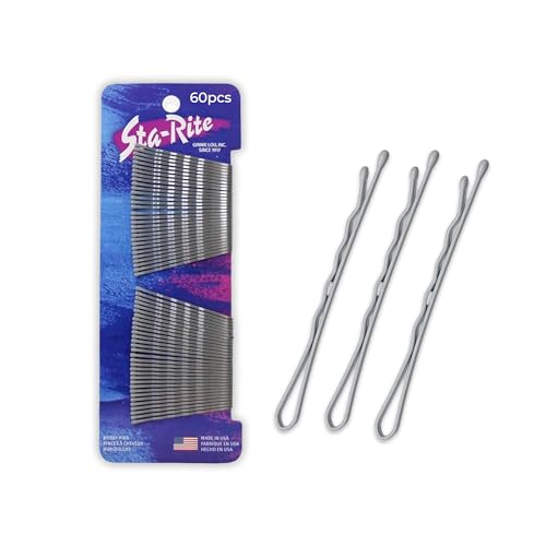Sta-Rite Silver Bobby Pins 60-Count Pack for Updos and Salon Styling