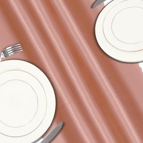 Rose Gold Satin Table Runner 12x108 Inch - 2 Pack with Scalloped Edges