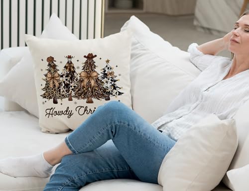 Christmas Western Pillow Covers 18x18 - Holiday Farmhouse Decor, KDHTY